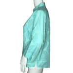 Orvis  Blouse Womens Medium‎ Green Blue Aqua Medallion Print Semi Sheer Bohemian Photo 2