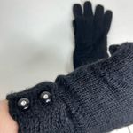 EUC Women’s solid black silver metallic button cuff soft knit winter warm gloves Photo 2