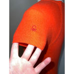 100% Wool Benetton Orange Short Sleeve Knit Dress S Photo 2