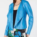 INC International Concepts Vegan Leather Draped Front Jacket Blue M Size M Photo 0