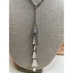 The Sak NWT The‎  Hammered Silver Y Pendent Drop Necklace w/ Adjustable Clasp Photo 1