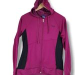 Reebok Zip-Up Hoodie Fitted Sweatshirt Running Sport Jacket Purple Black Size L Photo 3
