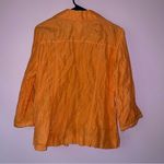 Chico's L Jacket Orange Windbreaker Gauzy Open Front Collar 3/4 Sleeve Photo 4