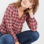 Madewell  V-Neck Button-Down Shirt in Stratfield Plaid Size XS EUC L2729 Photo 0
