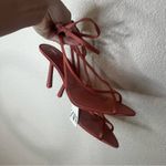 ZARA coral red mesh strappy pointed heels NEW 41/10 Photo 4