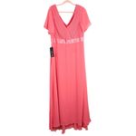 Ever Pretty NWT Coral Pink Chiffon Flutter Sleeve V-Neck Floor Length Dress Gown Size 18 Photo 2