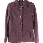 Lands' End  Womens Coat Wool Blend Pockets Lined Button Front Burgundy 10T Tall Photo 0