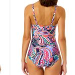 Anne cole  NWT $122 Paisley printed v neck one piece swimsuit 20W Photo 2