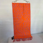 Steve Madden Reversible Leopard Print Scarf Orange Pink With Fringe Photo 1