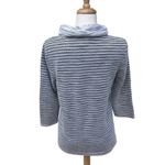 Chico's Chico’s Weekend Top Sz 1 Cowl Neck 3/4 Sleeve Sweater Gray Striped Comfort Photo 1