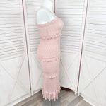 Mabel Daphne Ditsy Flower Ruffe Trim Smocked Midi Long Tube Dress Pink Large Photo 3