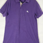 Burberry  Brit Short Sleeve Women Polo Shirt Logo Classic Preppy Purple Size L Photo 0