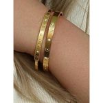 Boutique NEW Unisex Gold Plated 316L Simulated Diamond Star Cuff Bracelet, Adjustable Photo 2