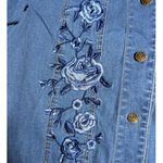 Vtg 1990s Denim & Co Blue Rose Floral Embroidered Stretch Jean Jacket Sz M Size M Photo 2