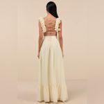 Lulus LULU’S Soiree Celebration Light Yellow Ruffled Lace-Up Maxi Dress Photo 3