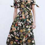 ZARA Floral Print Poplin Midi Dress Photo 0
