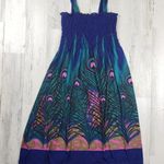 NWT Ace Fashioned Smocked Peacock Feather Summer Dress Women's Size Small Blue Photo 7