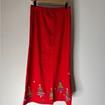 vintage michael simon Red Christmas Holiday Embroidered Maxi Skirt Small Photo 1