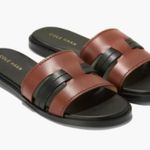 Cole Haan NEW Flynn Fisherman Slide Sandal DARK CUOIO/ BLACK LEATHER, Size 7.5B Photo 2