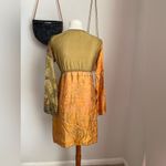 Claudette Floral Patchwork Silk Tie Cardigan, Size Small Orange Photo 2