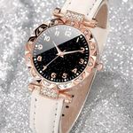 Elegant Rhinestone Quartz Watch with Leather Band NWT White Photo 0