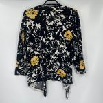 Cache Dark Floral Open Sweater Sz L Preppy Floral Old Money Asymmetrical Light Photo 5