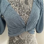Urban Outfitters Outfitter Medium Powder Blue Twist Cropped Top. Raw Hem. Balloon Sleeves. Photo 10