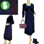 VINTAGE 1990'S PURPLE & BLUE CAROLE LITTLE RAYON & VELVET BOHO DRESS (6) Photo 1