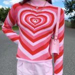 Cider Hearts Sweater In Red / Pink Sz S Photo 4