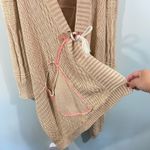 Free People  Beige Pink All Washed Out Asymmetrical Chunky Boho Cardigan Size XS Photo 7
