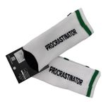 Sock Talk PROCRASTINATOR White Green Stripes Crew Socks Shoe Size 7 Photo 3