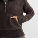 New Women's FLX Chunky Long Sleeve Quarter Zip Boucle Sweater Size L Brown Size L Photo 1