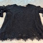 Nanette Lepore Black Floral Lace Blouse, Scalloped Hem Romantic Minimalist Small Photo 9
