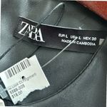 ZARA  Black Faux Leather Puff‎ Sleeve Midi Dress Photo 3