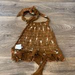 Free People  Boho Brown Floral Halter Top – Tie Neck/Back – XS Photo 3