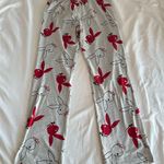 Playboy Lounge Pants Medium Gray Red Bunny Print Y2K Elastic Waist Photo 4