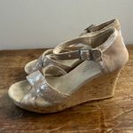 Toms  Strappy Canvas Cork Wedge Heel Cuff Platform‎ Sandals Crisscross Photo 2
