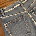 Mango MNG  silver embellished straight button fly jeans, silver trim, size 1, modern Photo 3