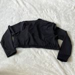 Good American New Women's Sexy Boost 3/4 Sleeve Tie Front Bikini Top black small Photo 8