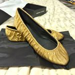 Sparkly Gold Glitter Rebecca Minkoff Ruched Ballet Flats 7.5 NIB Photo 1