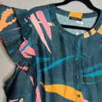 Vineyard Vines  Flutter Sleeve Pintuck Top‎ Plus Sz 3X Tropical Abstract NWT Blue Photo 2