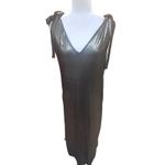 Metallic Gold V Neck Maxi Dress Tie Shoulder Sleeveless Evening Gown Size XL Photo 7
