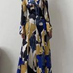 ZARA Dress midi abstract satin long sleeve boho party wedding Photo 7