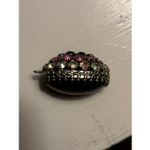 Vintage AB Rhinestone Jet Glass Domed Pendant 1950s Czech/West Germany Style Black Photo 13