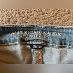 American Eagle  Shortie Distress Blue White Washed Denim Jean Shorts Lace Pockets Photo 9