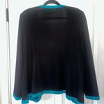 Misook  Exclusively Black Teal trim Open Long Sleeve Cardigan Sz Large Photo 7