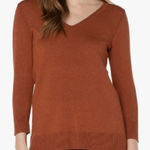 Liverpool Copper Heather Sweater L Lightweight V Neck Neutral Contemporary Photo 0