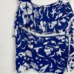 & Other Stories & Other Stories Blue White Nautical Print Ruffled Crop Top Womens 6 Beachy Vaca Photo 3