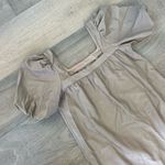 ASOS  design taupe faux leather pleather puff balloon sleeve dress Photo 2