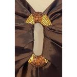 Vintage Bari Jay Espresso Brown Taffeta Cocktail Dress Beaded Ring Bow Detail 2 Photo 4